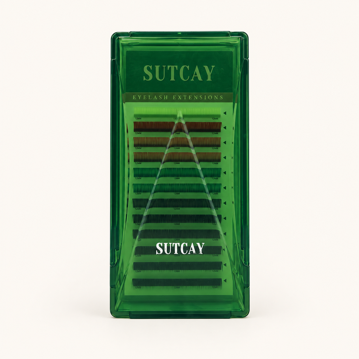 SUTCAY mixed-color lash tray with its green case closed